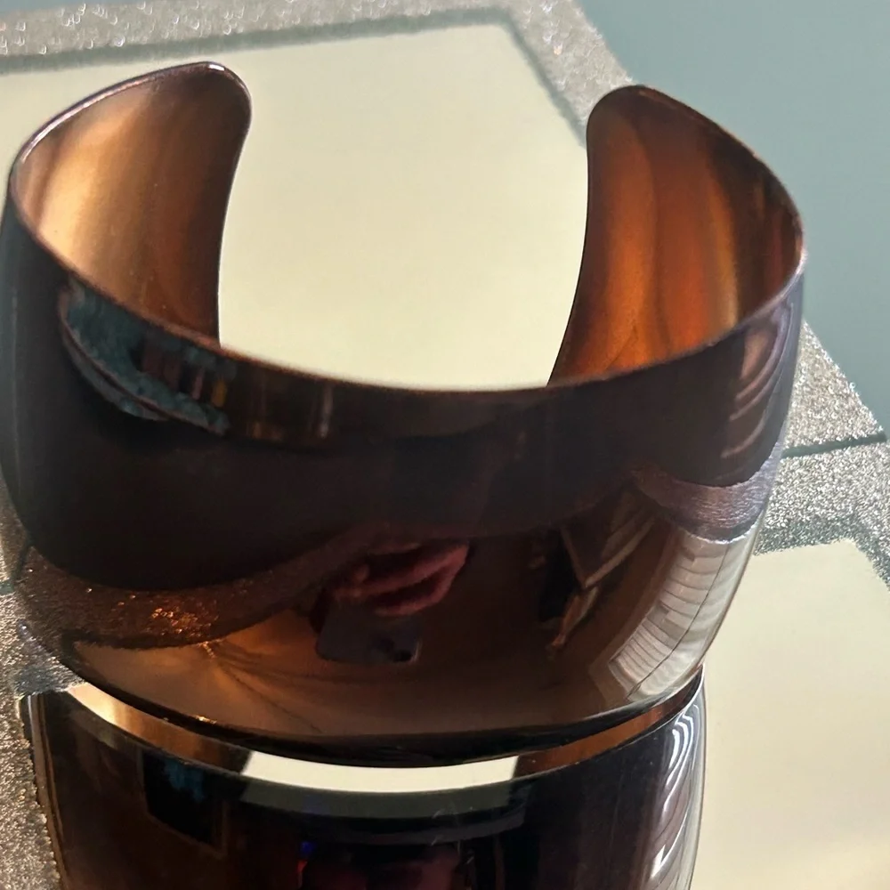 🍀 3 for $25 NWT Oversized Shiny Metal Amber Brown Cuff Bracelet